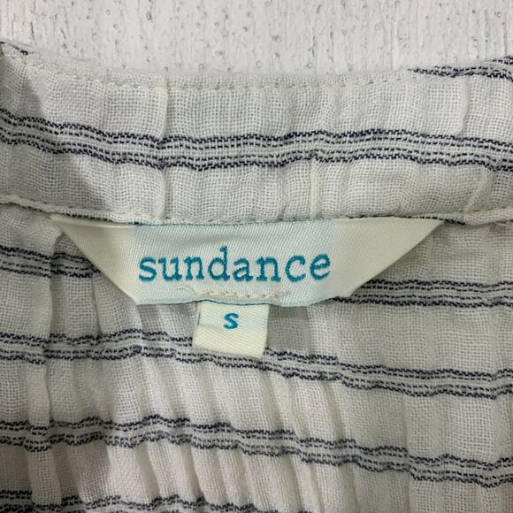 Sundance Crinkled Blouse Women's Size S Mid Sleeve Tie Cuff Big Buttons Shirt - Picture 7 of 10